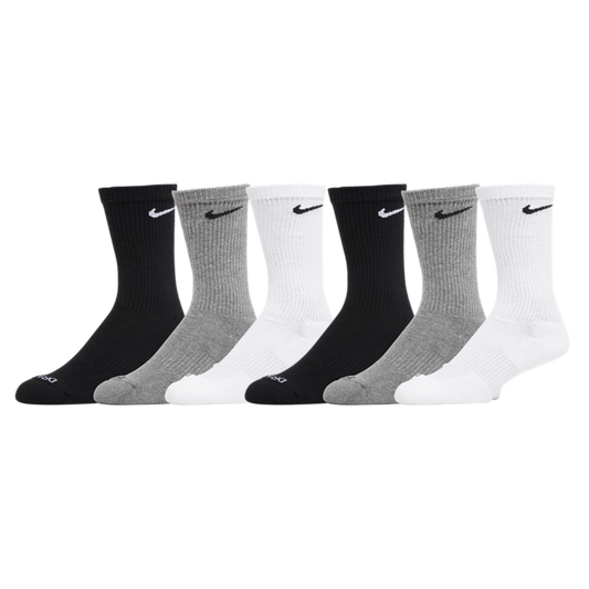 Nike Dri-FIT Everyday Plus Cushioned High Training Crew Socks (6 Pack) White / Black / Carbon Heather Grey [SX6897-965] - AVBL MRKT (1)