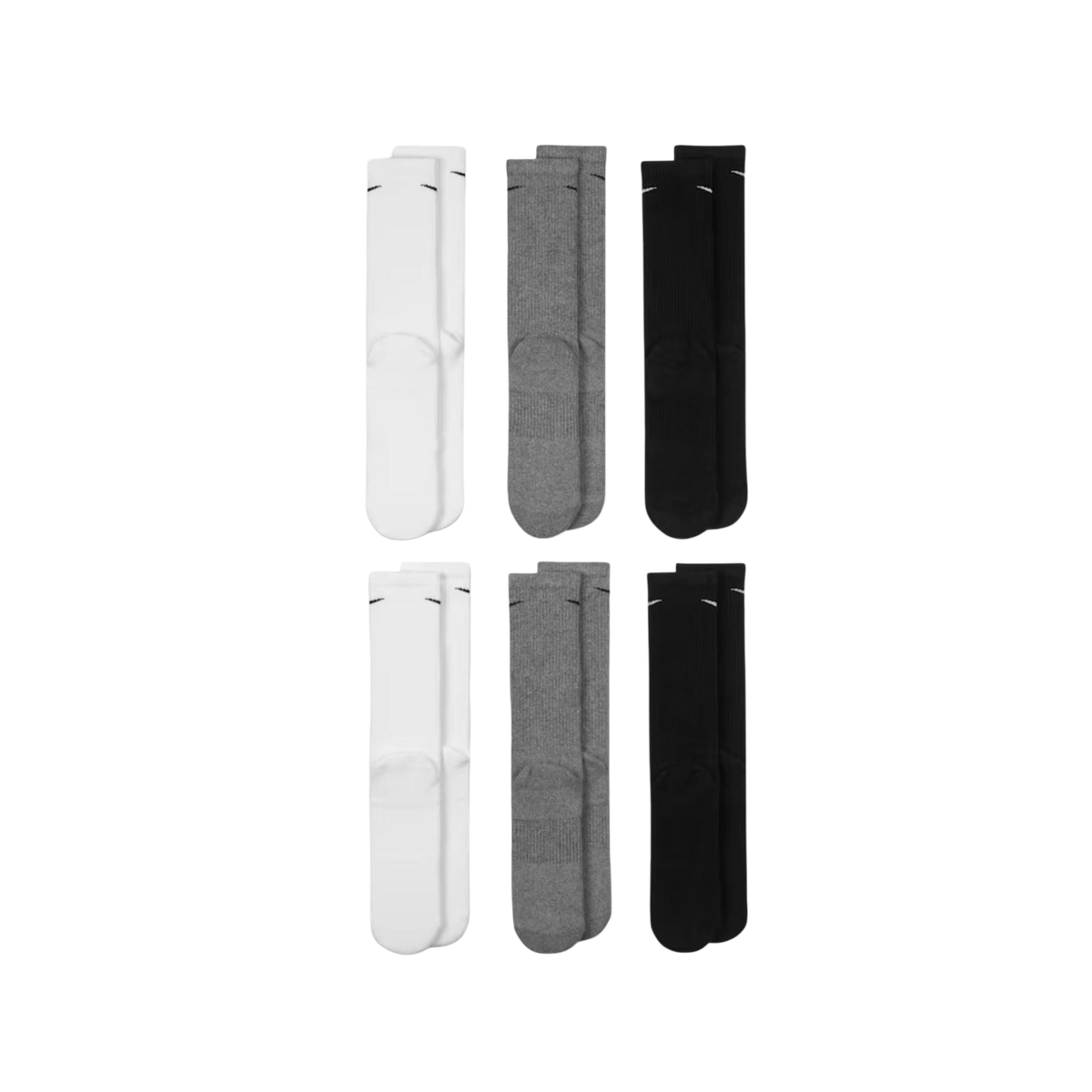 Nike Dri-FIT Everyday Plus Cushioned High Training Crew Socks (6 Pack) White / Black / Carbon Heather Grey [SX6897-965] - AVBL MRKT (3)
