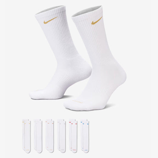 Nike Dri-FIT Everyday Plus Cushioned High Training Crew Socks (6 Pack) White / Multicolor [SX6897-941] Casual Fashion Cozy for Unisex Adult Mens Womens Kids GS Youth Hypebeast - AVBL MRKT (1)