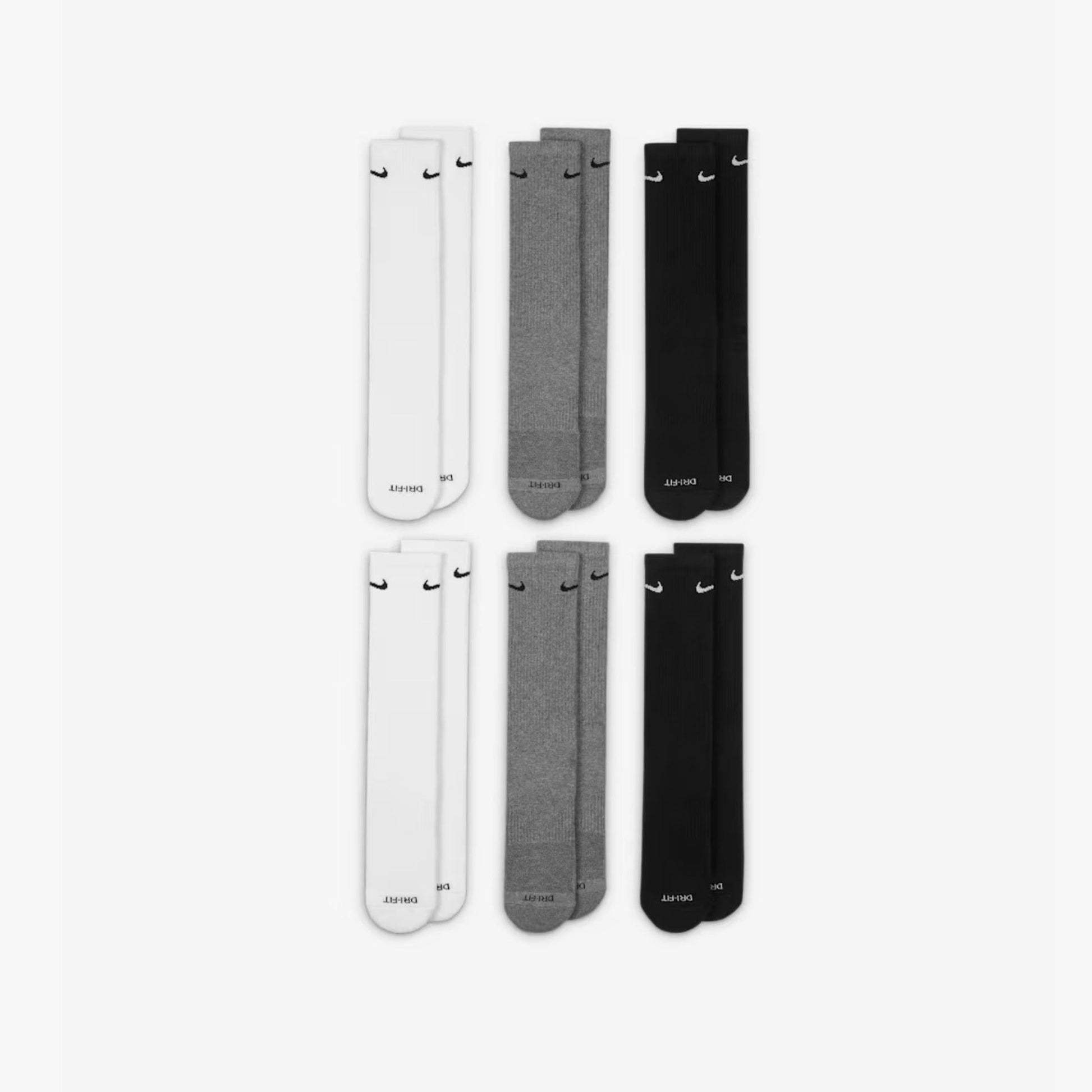 Nike Dri-FIT Everyday Plus Cushioned High Training Crew Socks (6 Pack) White / Multicolor [SX6897-965] Casual Fashion Cozy for Unisex Adult Mens Womens Kids GS Youth Hypebeast - AVBL MRKT (2)