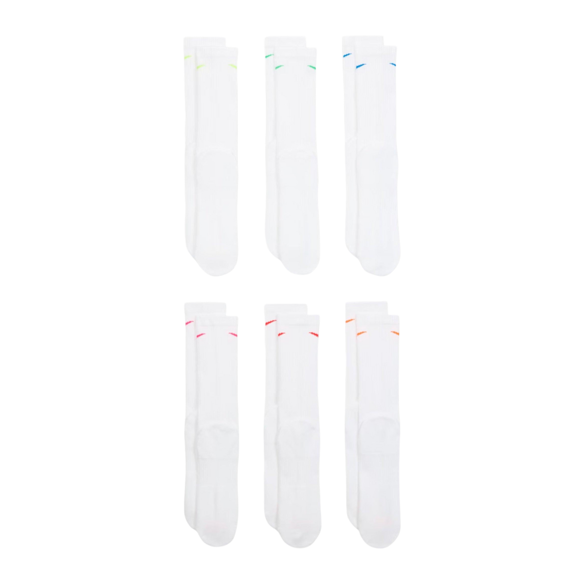 Nike Dri-FIT Everyday Plus Cushioned High Training Crew Socks (6 Pack) White / Multicolor [SX6897-968] - AVBL MRKT (3)