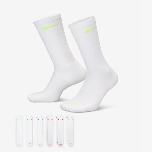 Nike Dri-FIT Everyday Plus Cushioned High Training Crew Socks (6 Pack) White / Multicolor [SX6897-968] Casual Fashion Cozy for Unisex Adult Mens Womens Kids GS Youth Hypebeast - AVBL MRKT (1)