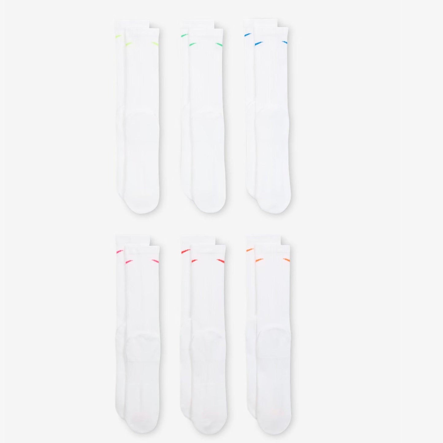 Nike Dri-FIT Everyday Plus Cushioned High Training Crew Socks (6 Pack) White / Multicolor [SX6897-968] Casual Fashion Cozy for Unisex Adult Mens Womens Kids GS Youth Hypebeast - AVBL MRKT (4)