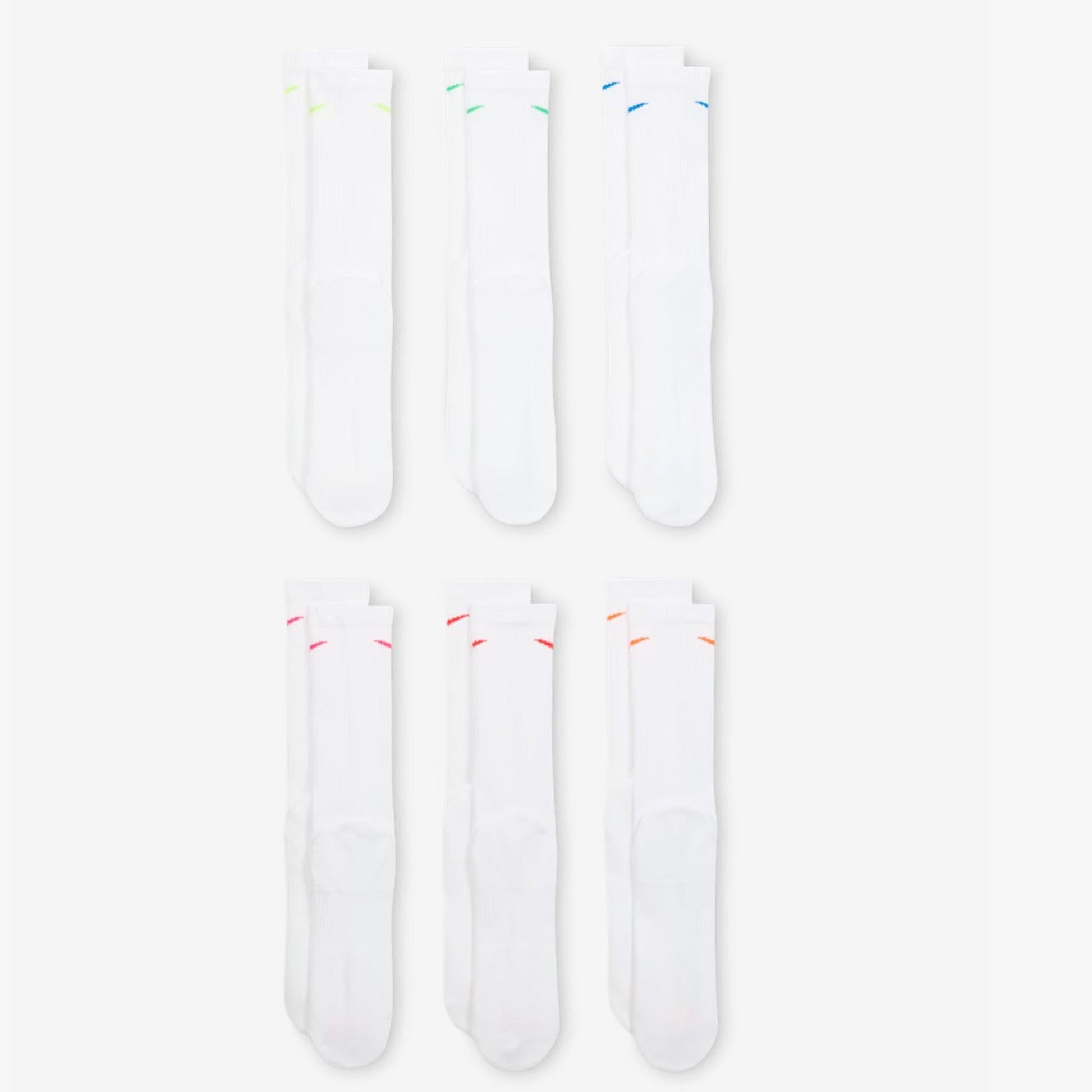 Nike Dri-FIT Everyday Plus Cushioned High Training Crew Socks (6 Pack) White / Multicolor [SX6897-968] Casual Fashion Cozy for Unisex Adult Mens Womens Kids GS Youth Hypebeast - AVBL MRKT (4)