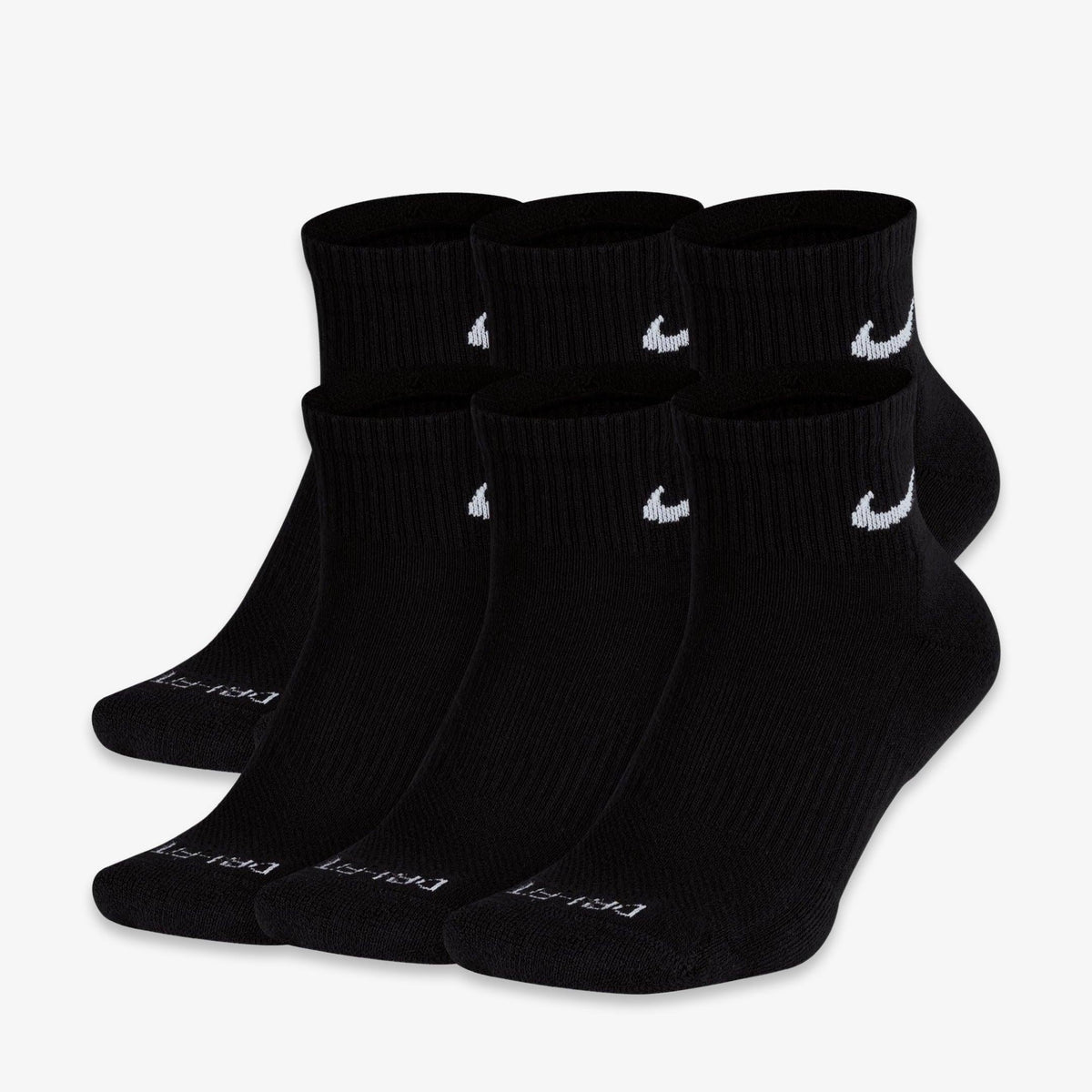Nike Dri-FIT Everyday Plus Cushioned Mid Training Quarter Ankle Socks (6 Pack) Black - AVBL MRKT (4)
