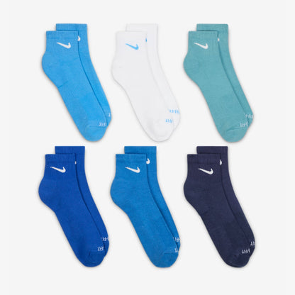 Nike Dri-FIT Everyday Plus Cushioned Mid Training Quarter Ankle Socks (6 Pack) Multicolor / Blue [SX6899-937] Casual Fashion Cozy for Unisex Adult Mens Womens Kids GS Youth Hypebeast - AVBL MRKT (4)