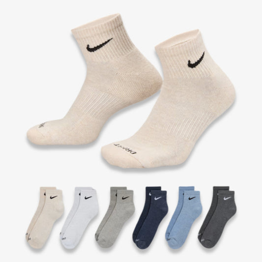 Nike Dri-FIT Everyday Plus Cushioned Mid Training Quarter Ankle Socks (6 Pack) Multicolor [SX6899-901] Casual Fashion Cozy for Unisex Adult Mens Womens Kids GS Youth Hypebeast - AVBL MRKT (1)