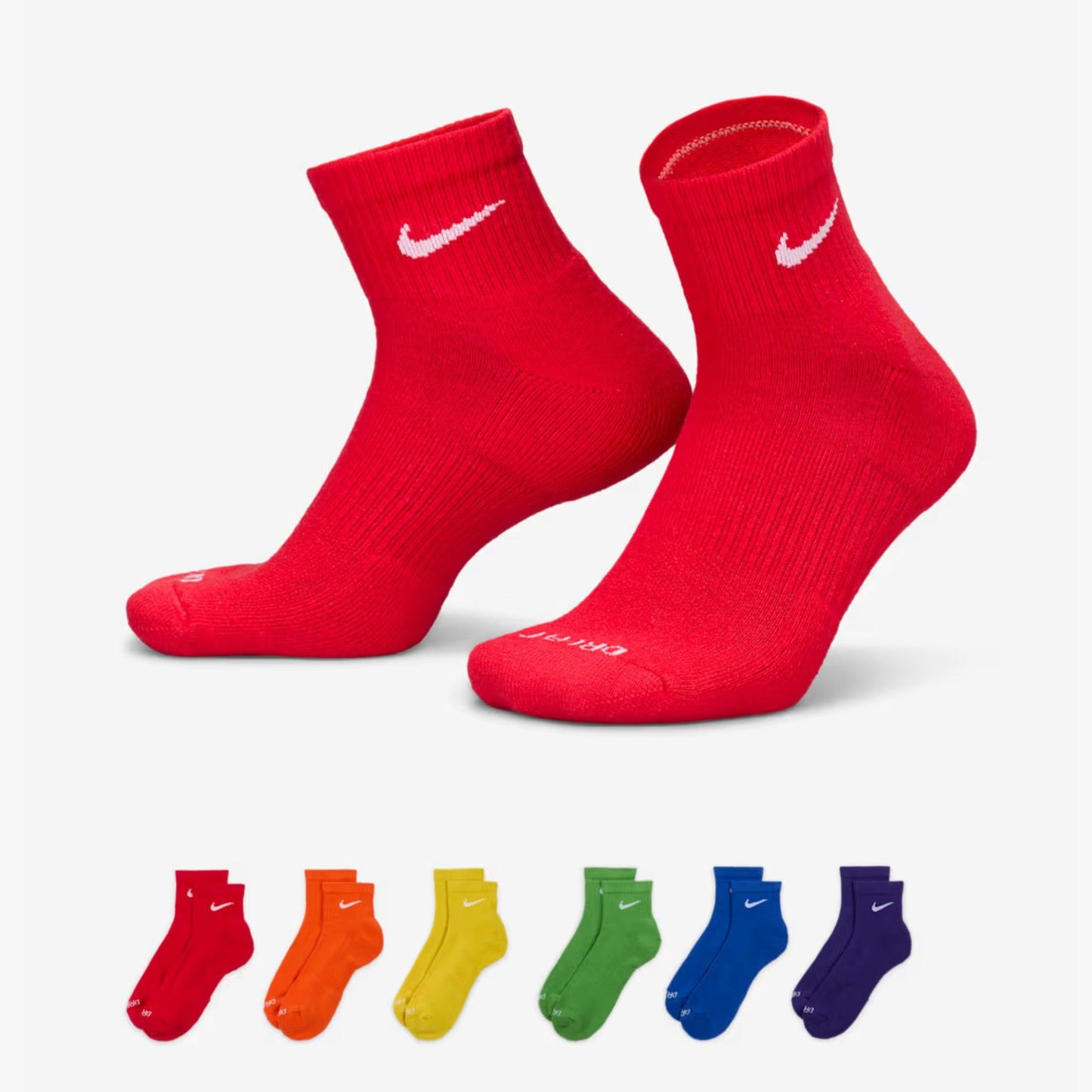 Nike Dri-FIT Everyday Plus Cushioned Mid Training Quarter Ankle Socks (6 Pack) Multicolor [SX6899-903] Casual Fashion Cozy for Unisex Adult Mens Womens Kids GS Youth Hypebeast - AVBL MRKT (1)