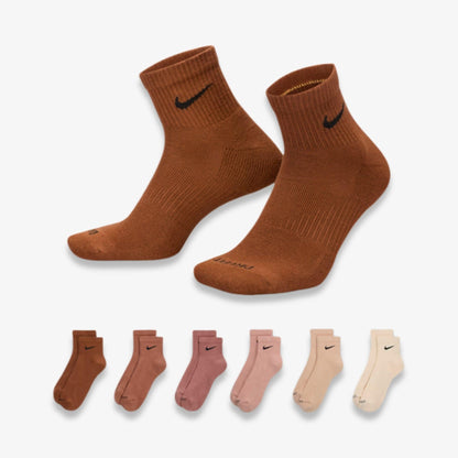 Nike Dri-FIT Everyday Plus Cushioned Mid Training Quarter Ankle Socks (6 Pack) Multicolor [SX6899-904] Casual Fashion Cozy for Unisex Adult Mens Womens Kids GS Youth Hypebeast - AVBL MRKT (1)