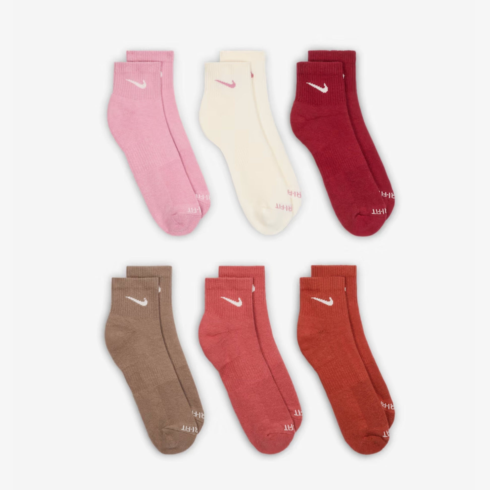 Nike Dri-FIT Everyday Plus Cushioned Mid Training Quarter Ankle Socks (6 Pack) Multicolor [SX6899-936] Casual Fashion Cozy for Unisex Adult Mens Womens Kids GS Youth Hypebeast - AVBL MRKT (4)