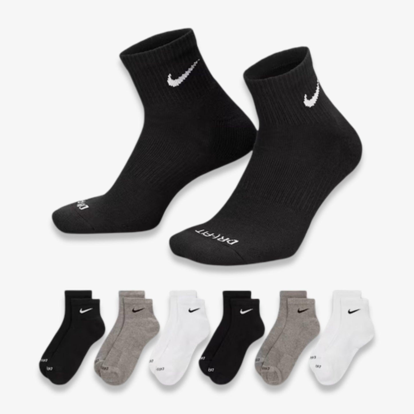 Nike Dri-FIT Everyday Plus Cushioned Mid Training Quarter Ankle Socks (6 Pack) Multicolor [SX6899-965] Casual Fashion Cozy for Unisex Adult Mens Womens Kids GS Youth Hypebeast - AVBL MRKT (1)