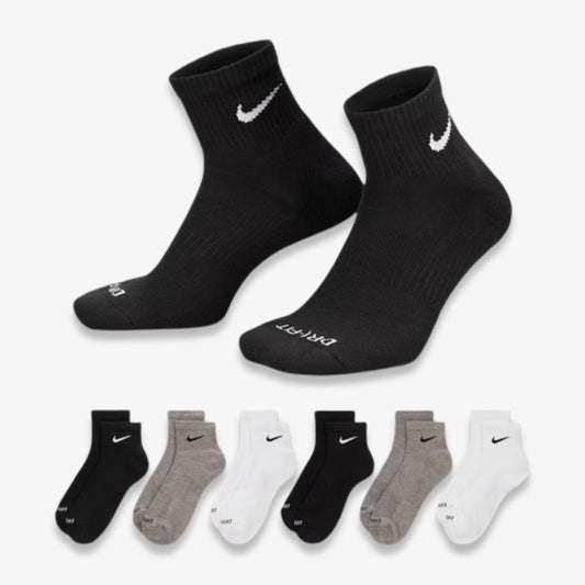 Nike Dri-FIT Everyday Plus Cushioned Mid Training Quarter Ankle Socks (6 Pack) Multicolor [SX6899-965] Casual Fashion Cozy for Unisex Adult Mens Womens Kids GS Youth Hypebeast - AVBL MRKT (1)