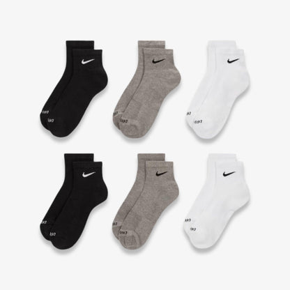 Nike Dri-FIT Everyday Plus Cushioned Mid Training Quarter Ankle Socks (6 Pack) Multicolor [SX6899-965] Casual Fashion Cozy for Unisex Adult Mens Womens Kids GS Youth Hypebeast - AVBL MRKT (2)