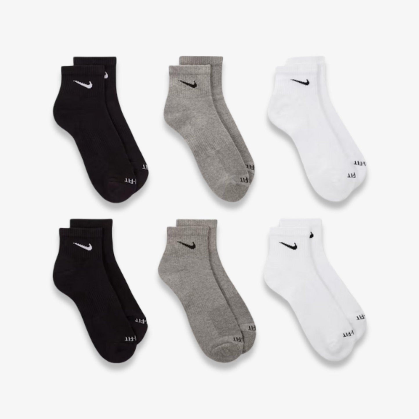 Nike Dri-FIT Everyday Plus Cushioned Mid Training Quarter Ankle Socks (6 Pack) Multicolor [SX6899-965] Casual Fashion Cozy for Unisex Adult Mens Womens Kids GS Youth Hypebeast - AVBL MRKT (4)