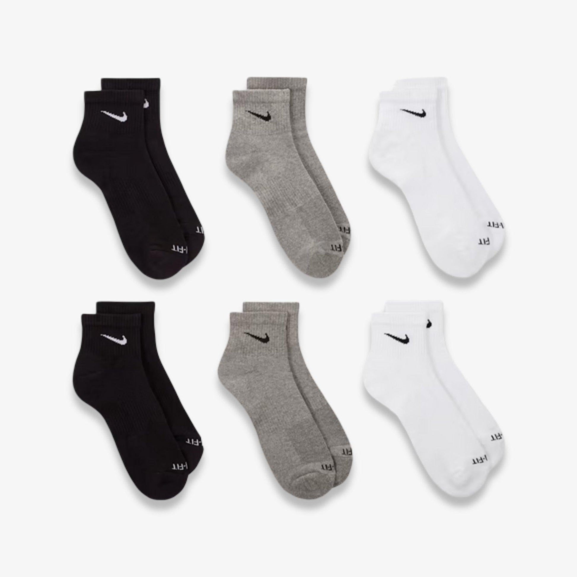 Nike Dri-FIT Everyday Plus Cushioned Mid Training Quarter Ankle Socks (6 Pack) Multicolor [SX6899-965] Casual Fashion Cozy for Unisex Adult Mens Womens Kids GS Youth Hypebeast - AVBL MRKT (4)