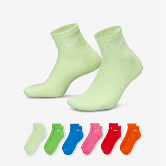 Nike Dri-FIT Everyday Plus Cushioned Mid Training Quarter Ankle Socks (6 Pack) Multicolor [SX6899-969] Casual Fashion Cozy for Unisex Adult Mens Womens Kids GS Youth Hypebeast - AVBL MRKT (1)
