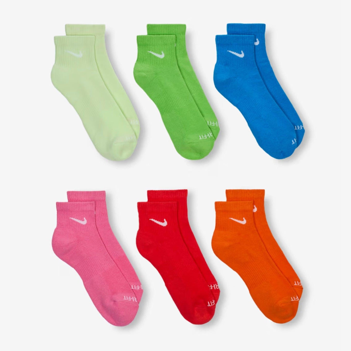 Nike Dri-FIT Everyday Plus Cushioned Mid Training Quarter Ankle Socks (6 Pack) Multicolor [SX6899-969] Casual Fashion Cozy for Unisex Adult Mens Womens Kids GS Youth Hypebeast - AVBL MRKT (4)