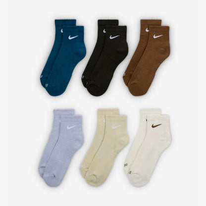 Nike Dri-FIT Everyday Plus Cushioned Mid Training Quarter Ankle Socks (6 Pack) Multicolor [SX6899-970] Casual Fashion Cozy for Unisex Adult Mens Womens Kids GS Youth Hypebeast - AVBL MRKT (2)