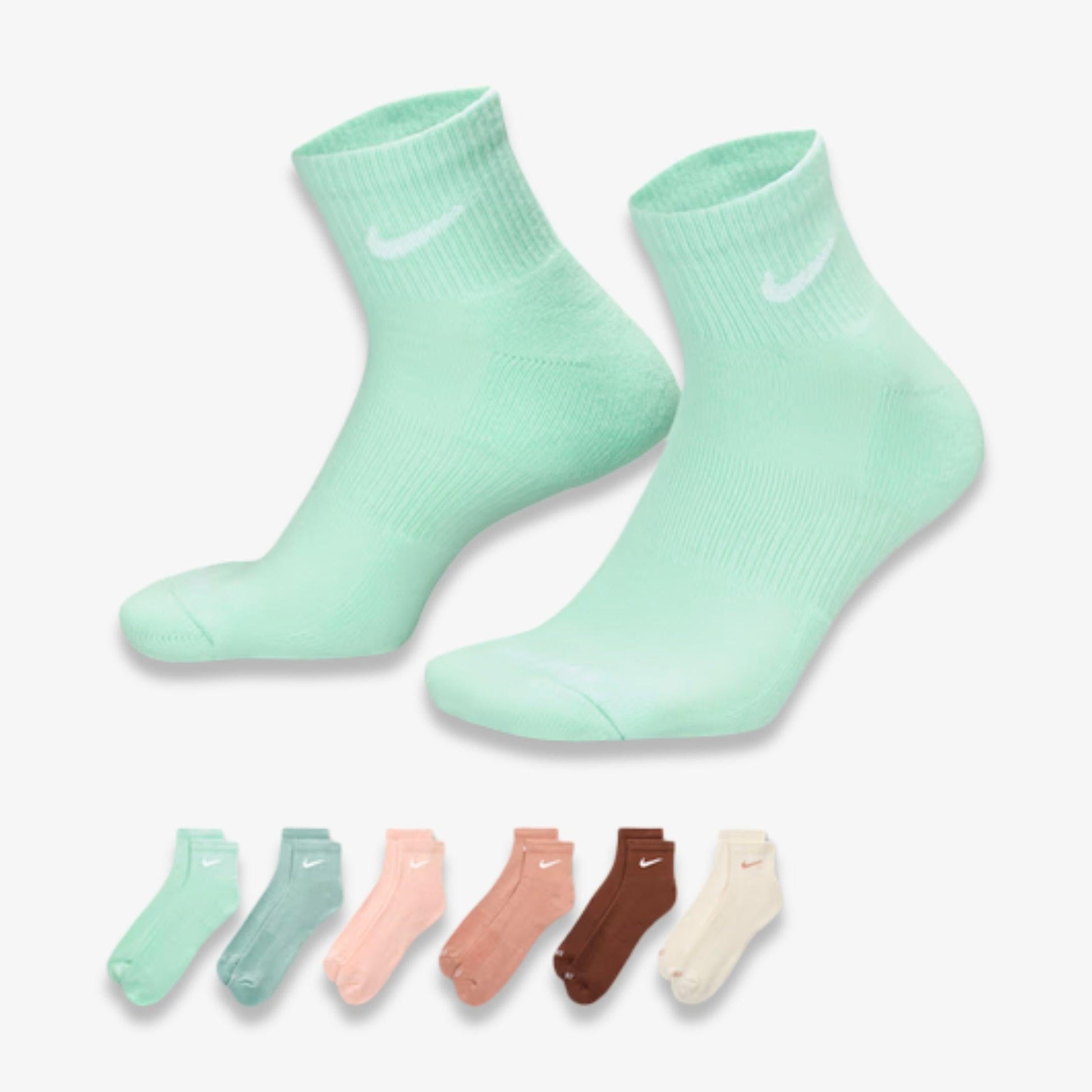 Nike Dri-FIT Everyday Plus Cushioned Mid Training Quarter Ankle Socks (6 Pack) Multicolor [SX6899-971] Casual Fashion Cozy for Unisex Adult Mens Womens Kids GS Youth Hypebeast - AVBL MRKT (1)