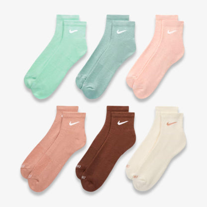 Nike Dri-FIT Everyday Plus Cushioned Mid Training Quarter Ankle Socks (6 Pack) Multicolor [SX6899-971] Casual Fashion Cozy for Unisex Adult Mens Womens Kids GS Youth Hypebeast - AVBL MRKT (2)