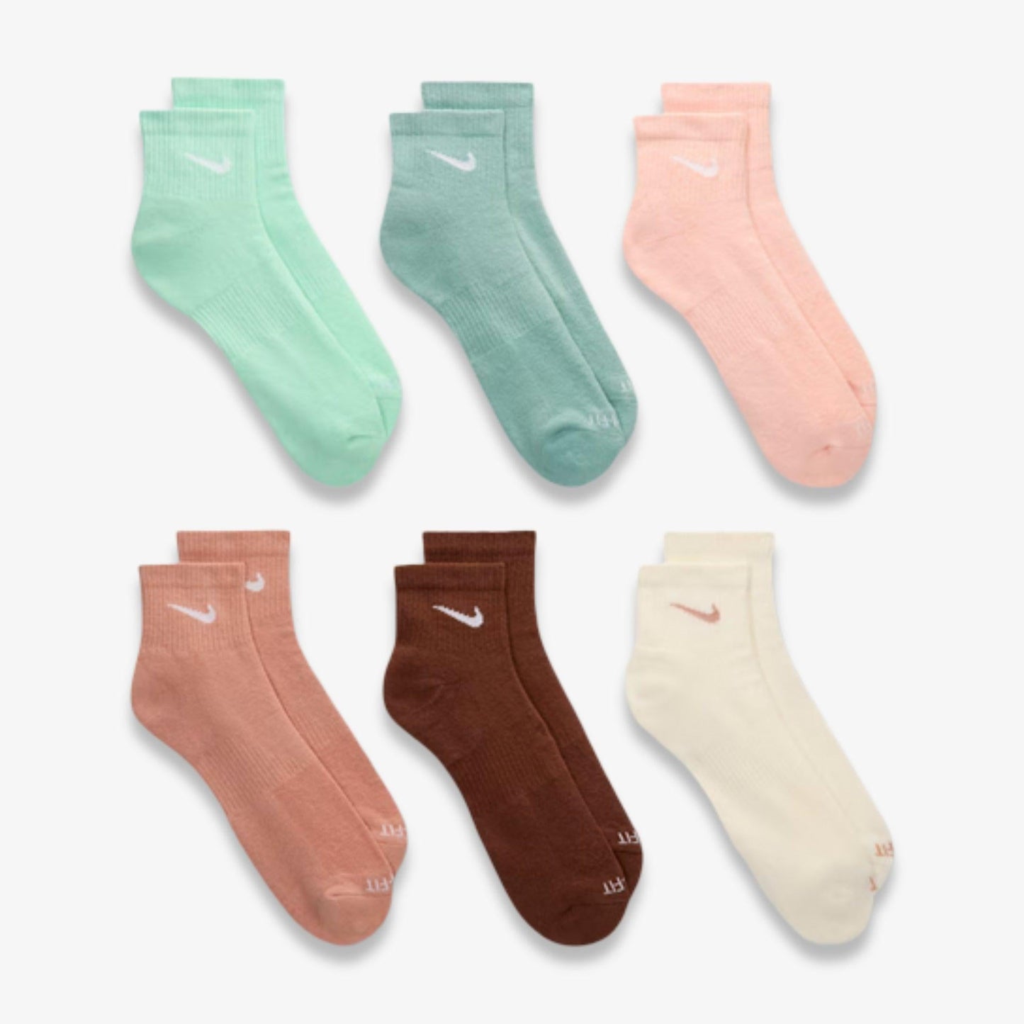 Nike Dri-FIT Everyday Plus Cushioned Mid Training Quarter Ankle Socks (6 Pack) Multicolor [SX6899-971] Casual Fashion Cozy for Unisex Adult Mens Womens Kids GS Youth Hypebeast - AVBL MRKT (4)