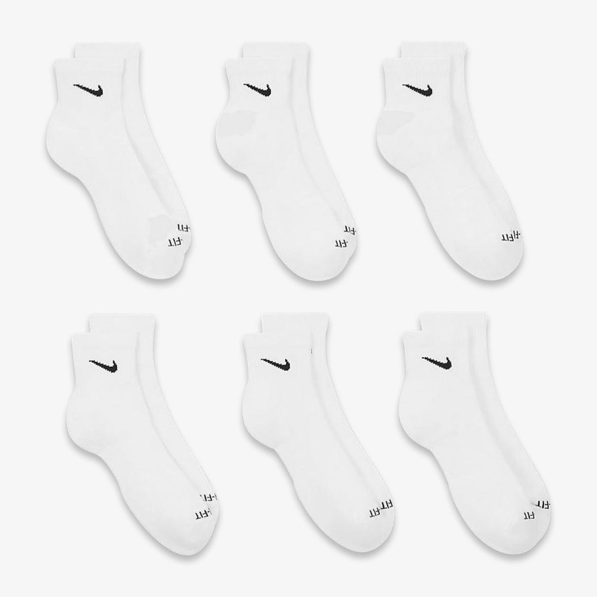 Nike Dri-FIT Everyday Plus Cushioned Mid Training Quarter Ankle Socks (6 Pack) White - AVBL MRKT (3)