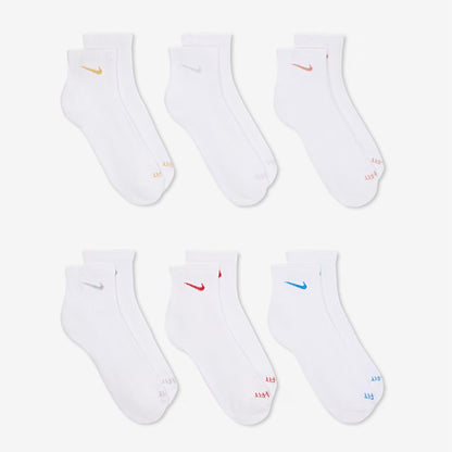 Nike Dri-FIT Everyday Plus Cushioned Mid Training Quarter Ankle Socks (6 Pack) White / Multicolor [SX6899-941] Casual Fashion Cozy for Unisex Adult Mens Womens Kids GS Youth Hypebeast - AVBL MRKT (4)
