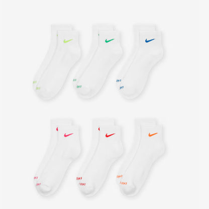 Nike Dri-FIT Everyday Plus Cushioned Mid Training Quarter Ankle Socks (6 Pack) White / Multicolor [SX6899-968] Casual Fashion Cozy for Unisex Adult Mens Womens Kids GS Youth Hypebeast - AVBL MRKT (2)