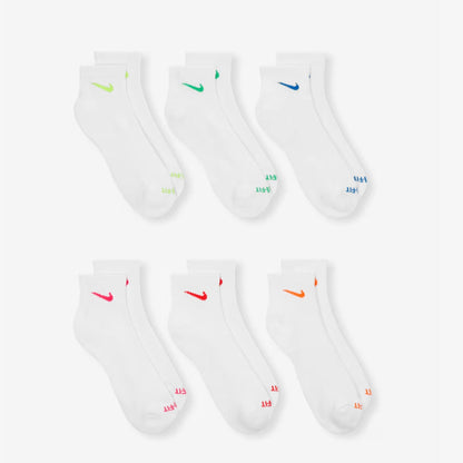 Nike Dri-FIT Everyday Plus Cushioned Mid Training Quarter Ankle Socks (6 Pack) White / Multicolor [SX6899-968] Casual Fashion Cozy for Unisex Adult Mens Womens Kids GS Youth Hypebeast - AVBL MRKT (4)