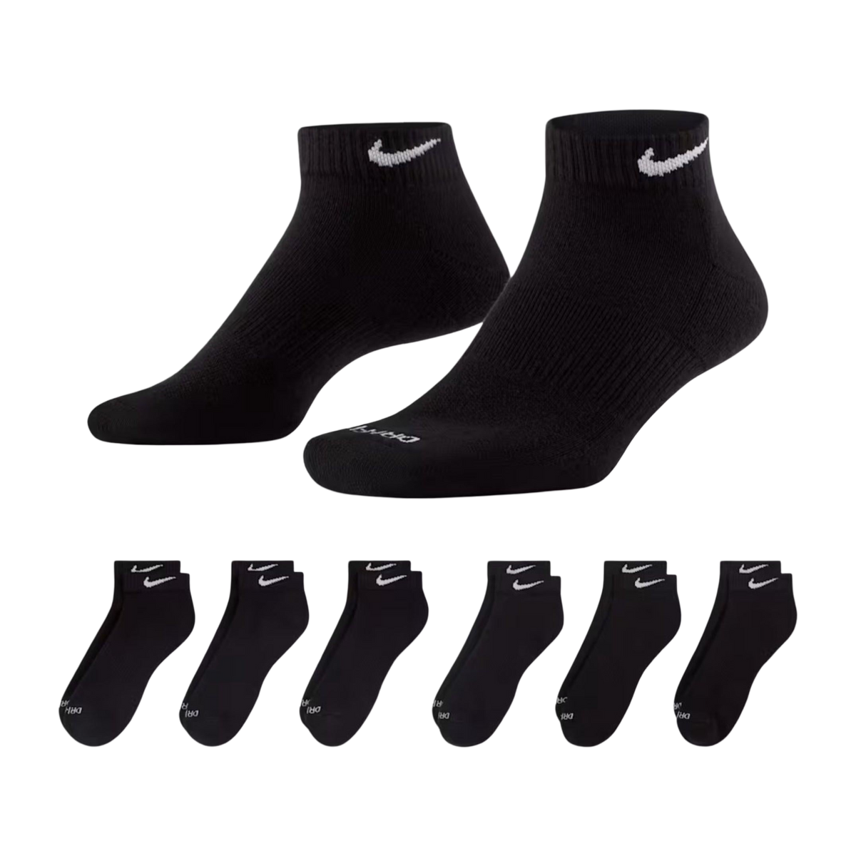 Nike Dri-FIT Everyday Plus Cushioned Training Low Cut Socks (6 Pack) Black [SX7042-010] - AVBL MRKT (1)