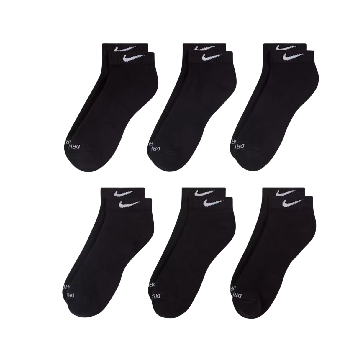 Nike Dri-FIT Everyday Plus Cushioned Training Low Cut Socks (6 Pack) Black [SX7042-010] - AVBL MRKT (2)