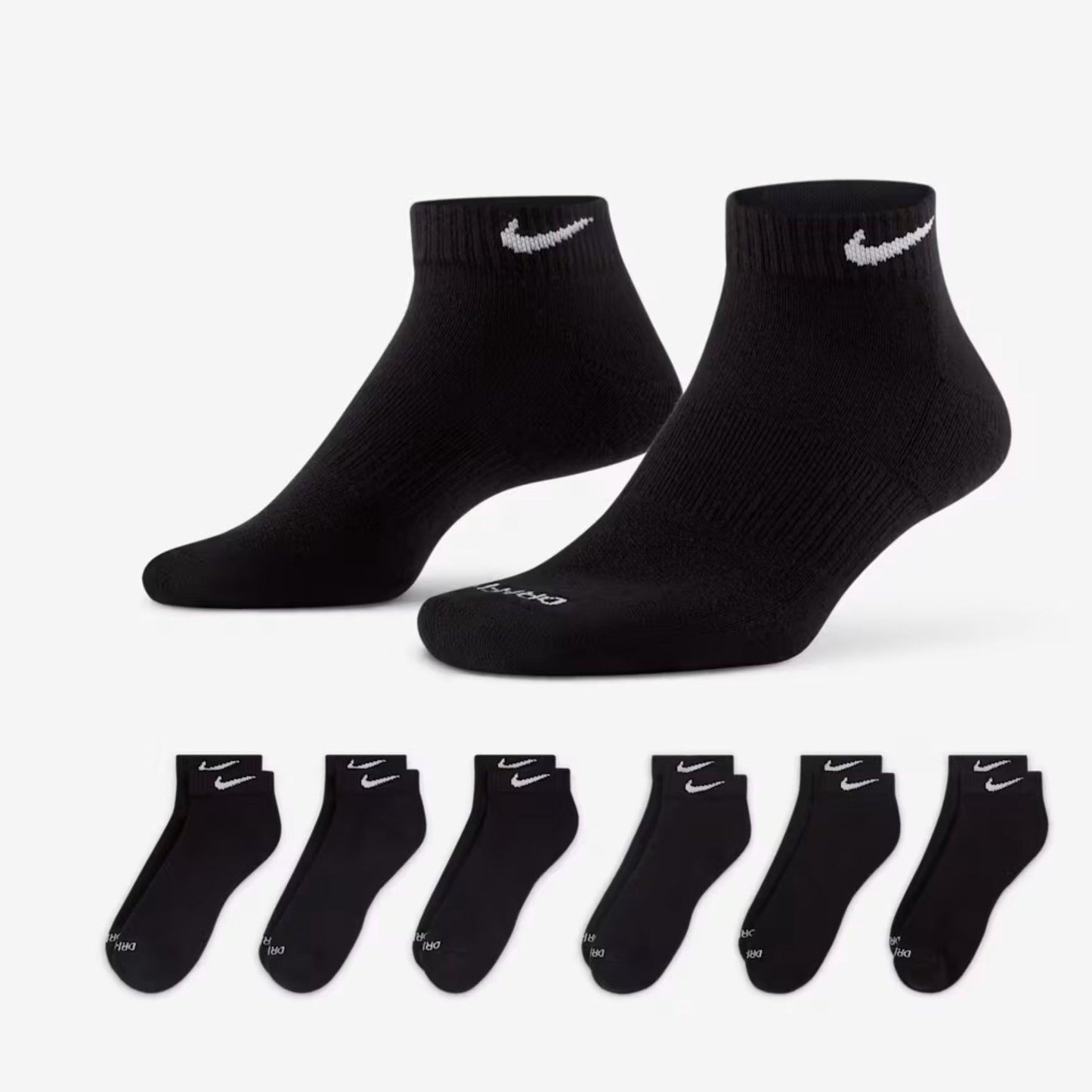 Nike Dri-FIT Everyday Plus Cushioned Training Low Cut Socks (6 Pack) Black [SX7042-010] Casual Fashion Cozy for Unisex Adult Mens Womens Kids GS Youth Hypebeast - AVBL MRKT (1)