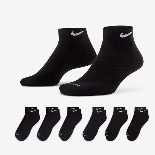 Nike Dri-FIT Everyday Plus Cushioned Training Low Cut Socks (6 Pack) Black [SX7042-010] Casual Fashion Cozy for Unisex Adult Mens Womens Kids GS Youth Hypebeast - AVBL MRKT (1)
