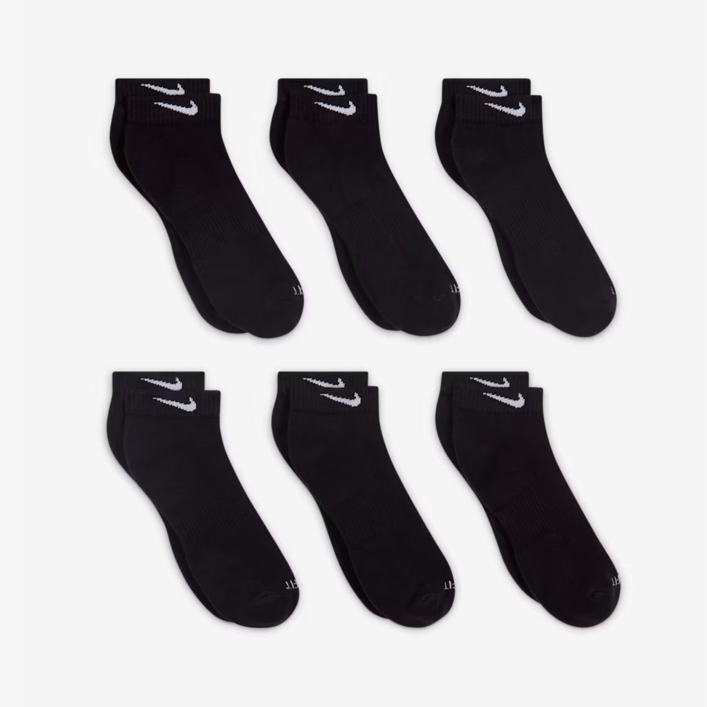 Nike Dri-FIT Everyday Plus Cushioned Training Low Cut Socks (6 Pack) Black [SX7042-010] Casual Fashion Cozy for Unisex Adult Mens Womens Kids GS Youth Hypebeast - AVBL MRKT (4)