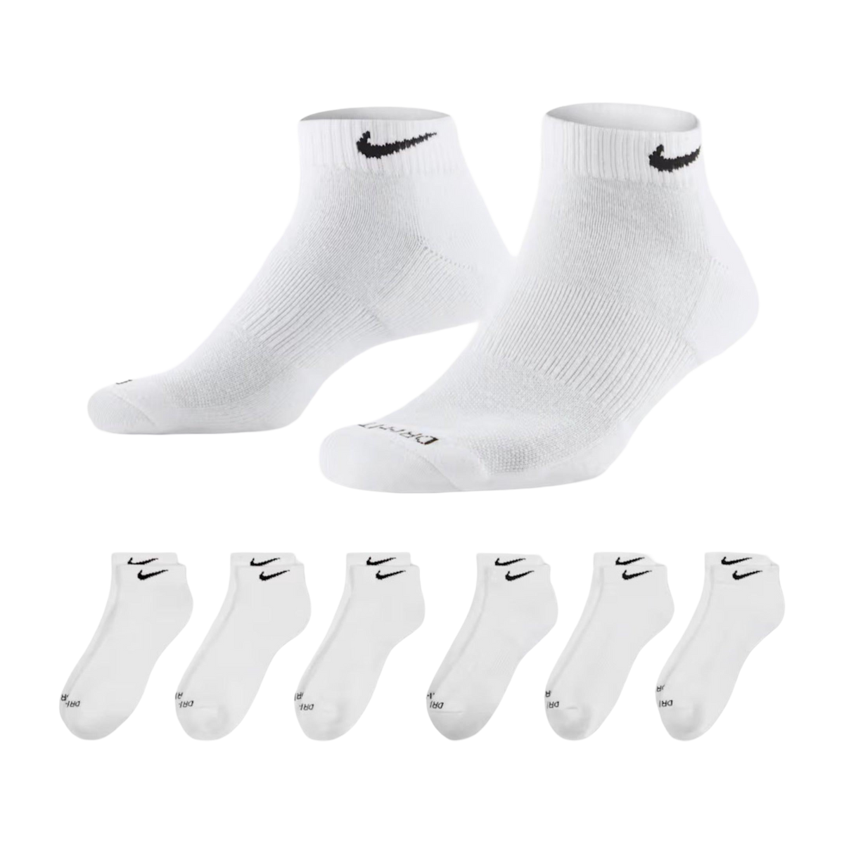 Nike Dri-FIT Everyday Plus Cushioned Training Low Cut Socks (6 Pack) White [SX7042-100] - AVBL MRKT (1)