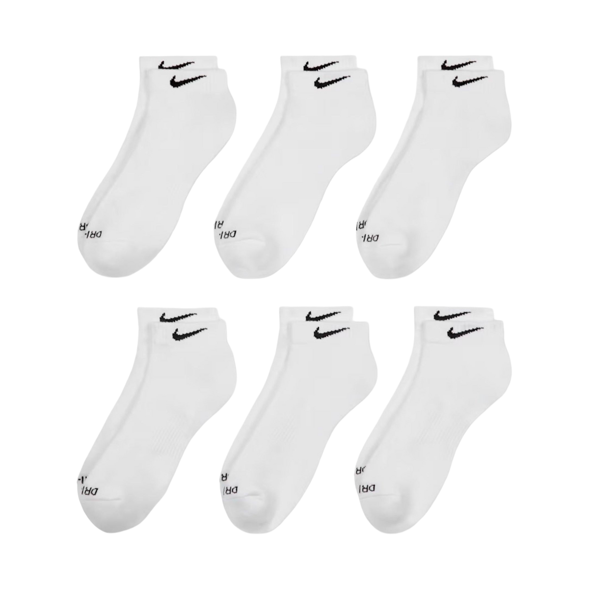 Nike Dri-FIT Everyday Plus Cushioned Training Low Cut Socks (6 Pack) White [SX7042-100] - AVBL MRKT (2)