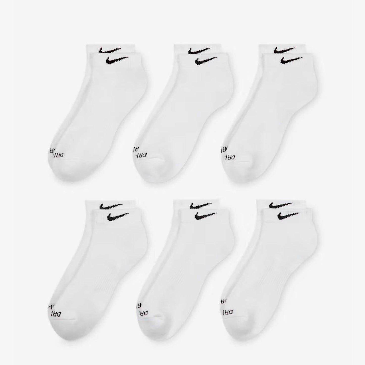 Nike Dri-FIT Everyday Plus Cushioned Training Low Cut Socks (6 Pack) White [SX7042-100] Casual Fashion Cozy for Unisex Adult Mens Womens Kids GS Youth Hypebeast - AVBL MRKT (2)