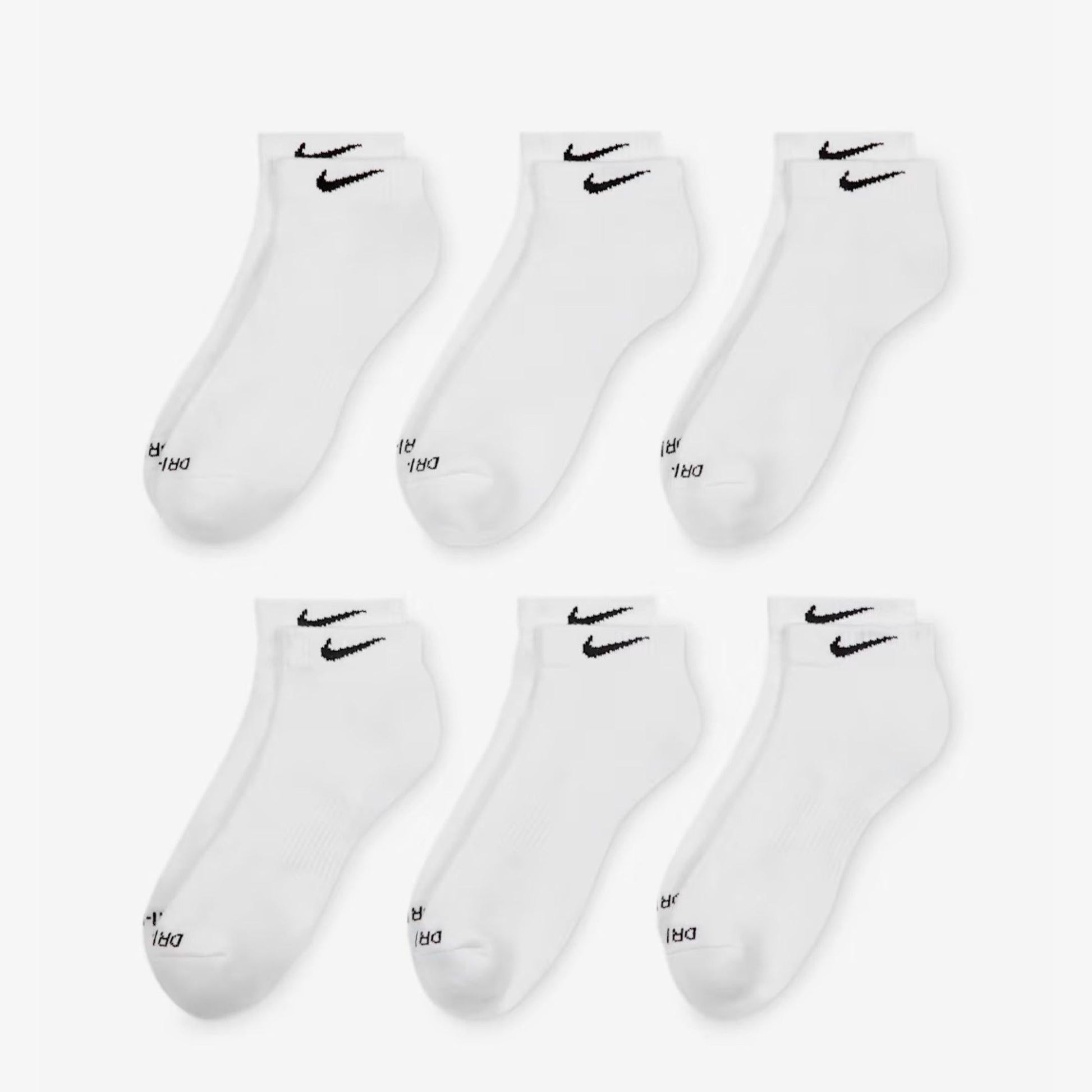 Nike Dri-FIT Everyday Plus Cushioned Training Low Cut Socks (6 Pack) White [SX7042-100] Casual Fashion Cozy for Unisex Adult Mens Womens Kids GS Youth Hypebeast - AVBL MRKT (2)