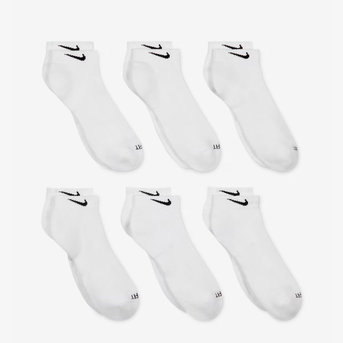 Nike Dri-FIT Everyday Plus Cushioned Training Low Cut Socks (6 Pack) White [SX7042-100] Casual Fashion Cozy for Unisex Adult Mens Womens Kids GS Youth Hypebeast - AVBL MRKT (4)