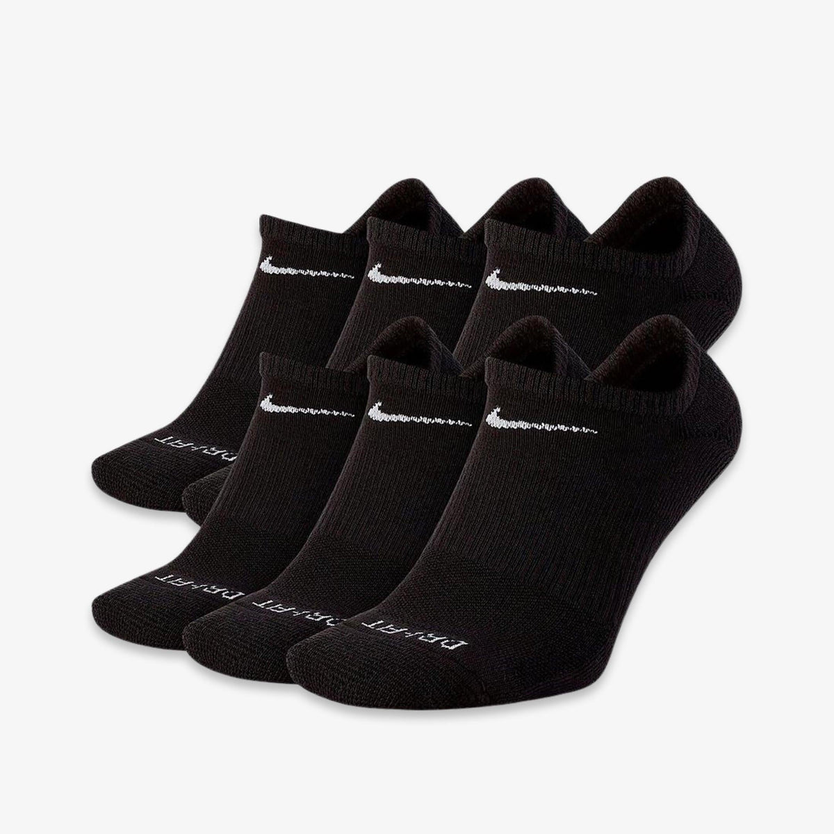 Nike Dri-FIT Everyday Plus Cushioned Training No-Show Socks (6 Pack) Black - AVBL MRKT (1)