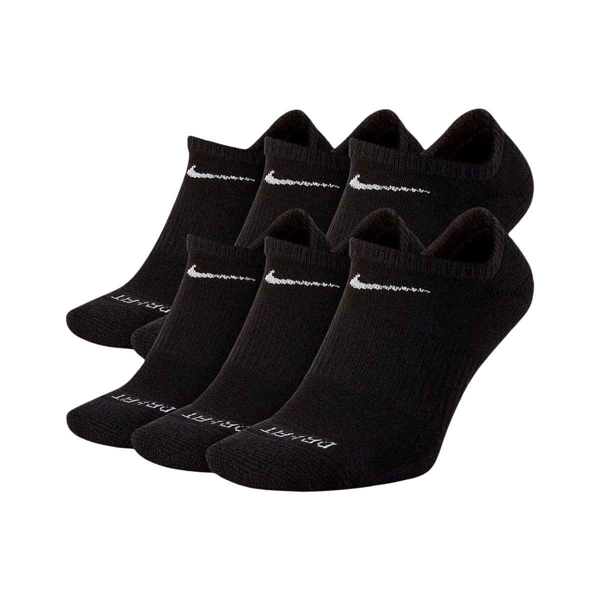 Nike Dri-FIT Everyday Plus Cushioned Training No-Show Socks (6 Pack) Black [SX6898-010] - AVBL MRKT (1)