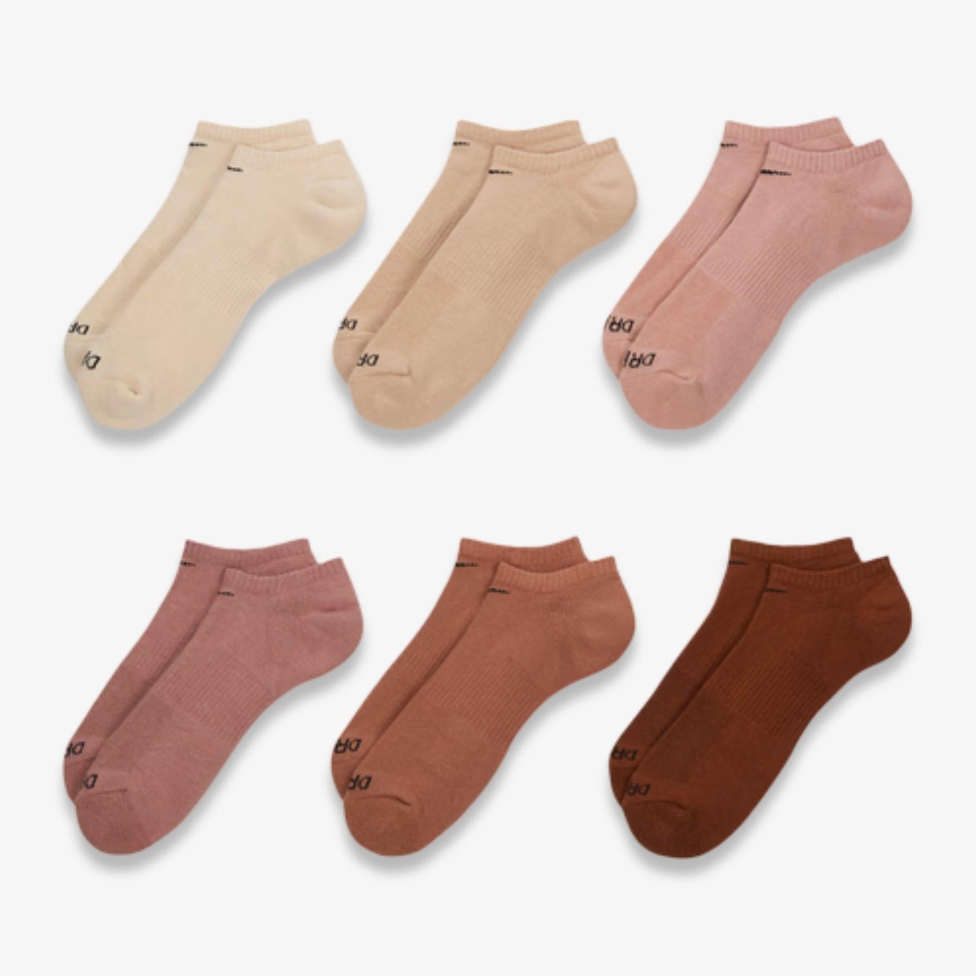 Nike Dri-FIT Everyday Plus Cushioned Training No-Show Socks (6 Pack) Multicolor / Rust Pink [SX6898-904] Casual Fashion Cozy for Unisex Adult Mens Womens Kids GS Youth Hypebeast - AVBL MRKT (2)