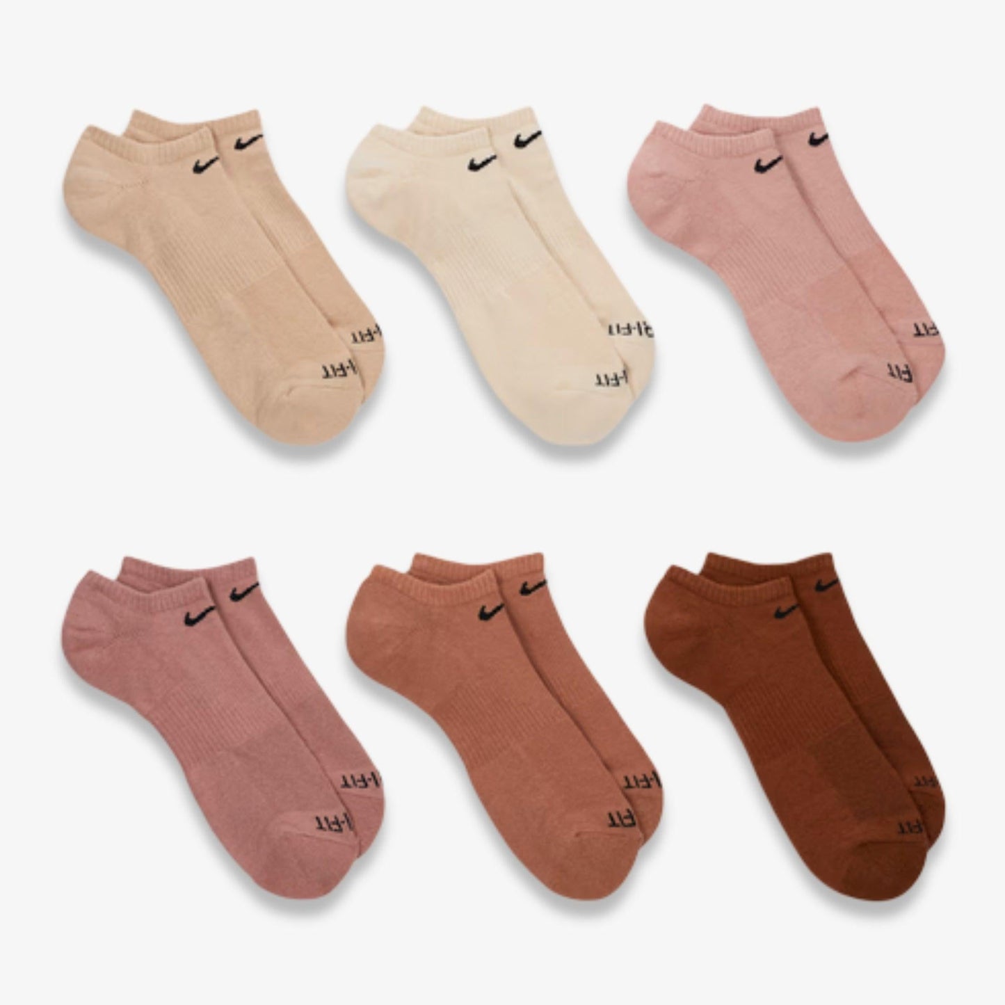 Nike Dri-FIT Everyday Plus Cushioned Training No-Show Socks (6 Pack) Multicolor / Rust Pink [SX6898-904] Casual Fashion Cozy for Unisex Adult Mens Womens Kids GS Youth Hypebeast - AVBL MRKT (4)
