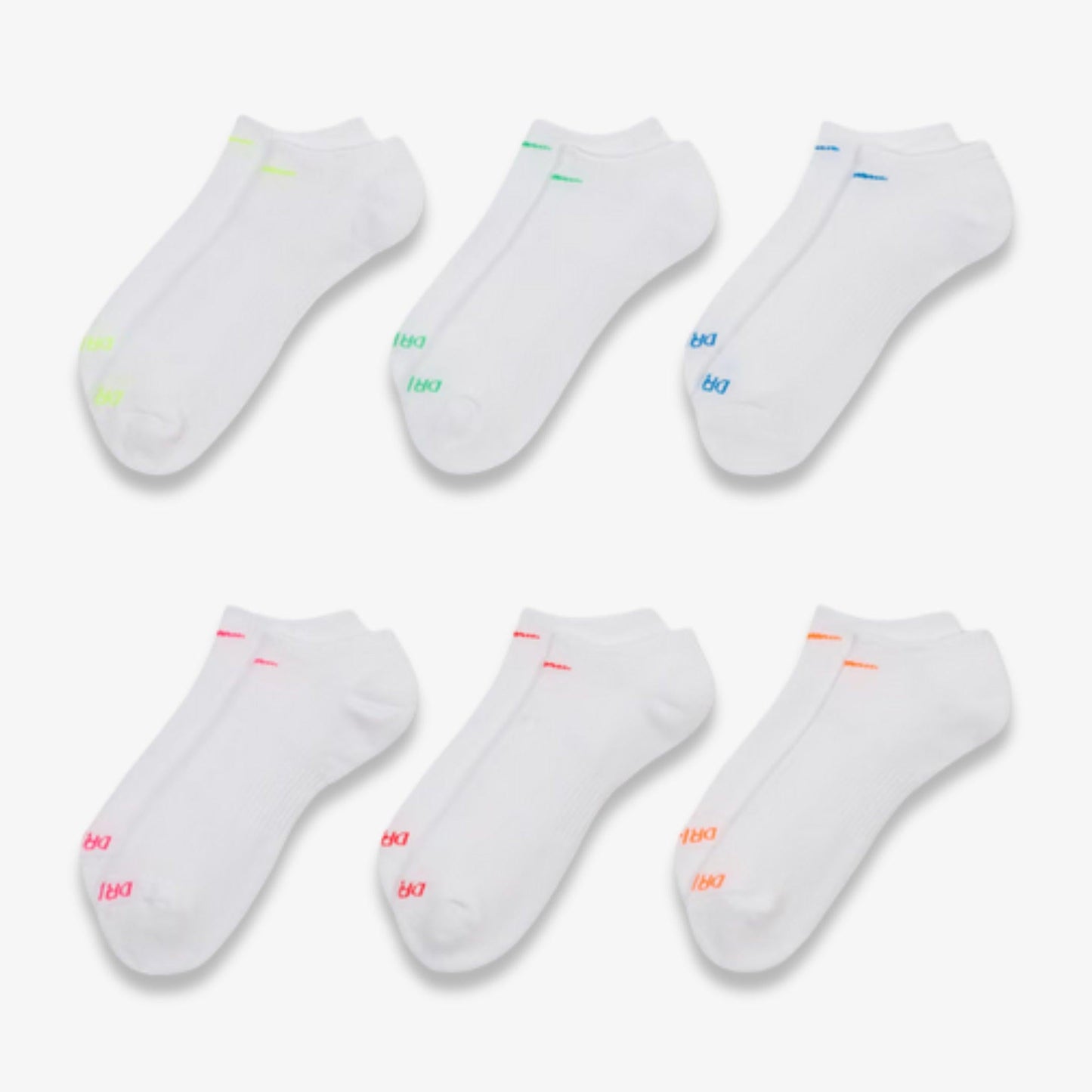 Nike Dri-FIT Everyday Plus Cushioned Training No-Show Socks (6 Pack) White / Multicolor [SX6898-968] Casual Fashion Cozy for Unisex Adult Mens Womens Kids GS Youth Hypebeast - AVBL MRKT (2)