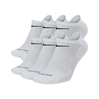 Nike Dri-FIT Everyday Plus Cushioned Training No-Show Socks (6 Pack) White [SX6898-100] - AVBL MRKT (1)