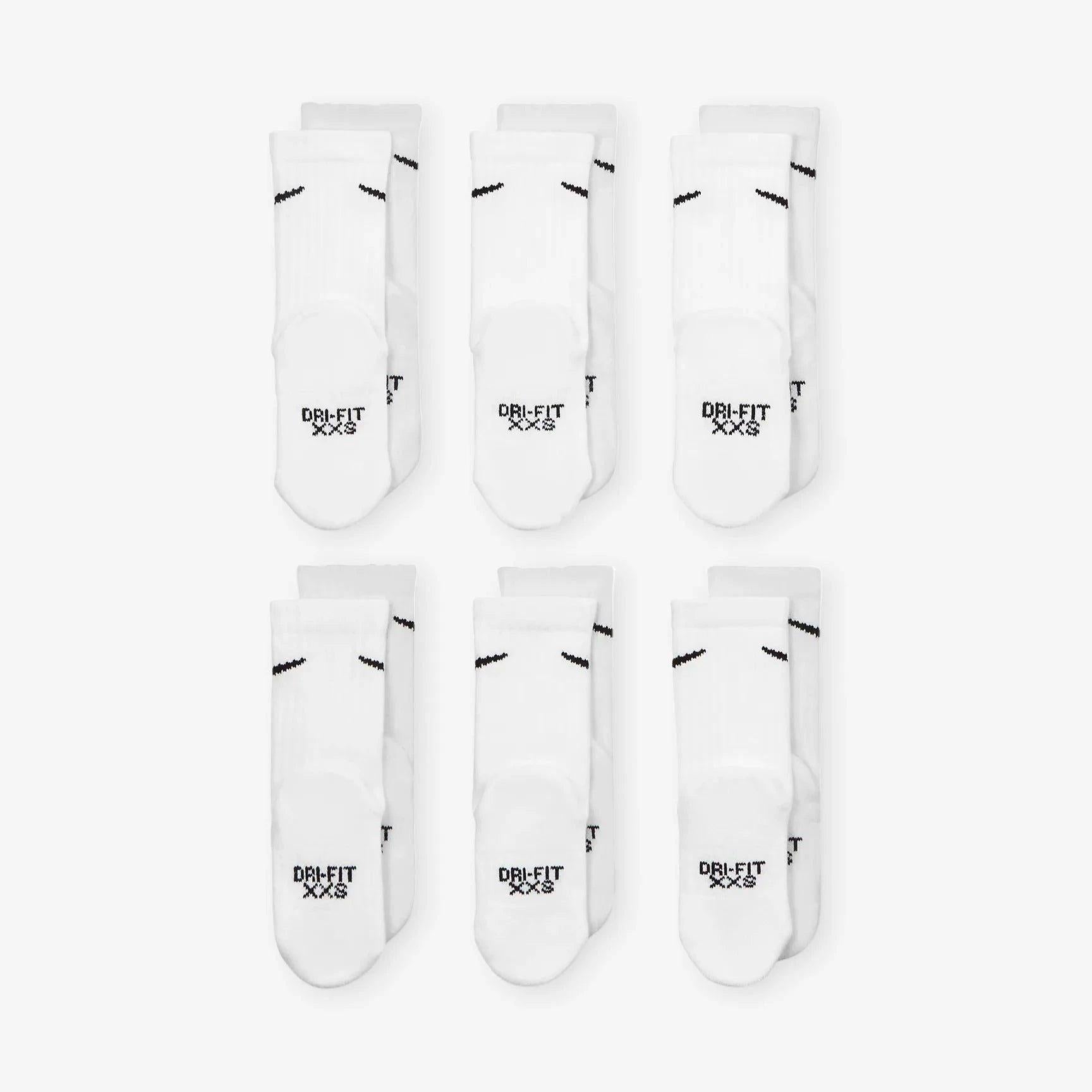 Nike Dri-Fit Cushioned High Crew Socks (6 Pack) White (Little Kids) [RN0019-001] Casual Fashion Cozy for Unisex GS Youth Toddler Infant Hypebeast - AVBL MRKT (4)