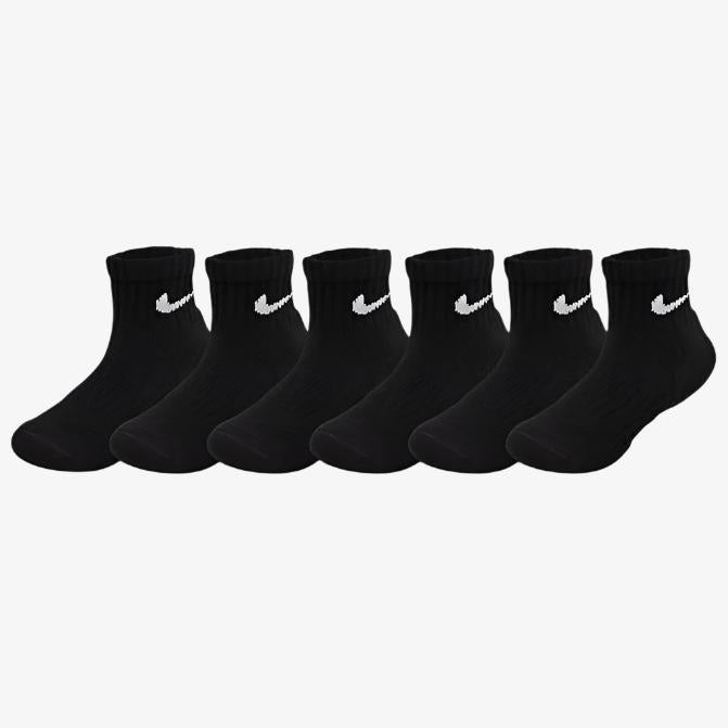 Nike Dri-Fit Cushioned Mid Training Quarter Ankle Socks (6 Pack) Black (Little Kids) [UN0018-023] Casual Fashion Cozy for Unisex GS Youth Toddler Infant Hypebeast - AVBL MRKT (1)