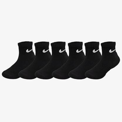 Nike Dri-Fit Cushioned Mid Training Quarter Ankle Socks (6 Pack) Black (Little Kids) [UN0018-023] Casual Fashion Cozy for Unisex GS Youth Toddler Infant Hypebeast - AVBL MRKT (1)