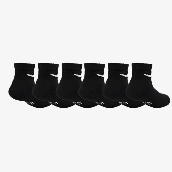 Nike Dri-Fit Cushioned Mid Training Quarter Ankle Socks (6 Pack) Black (Little Kids) [UN0018-023] Casual Fashion Cozy for Unisex GS Youth Toddler Infant Hypebeast - AVBL MRKT (2)