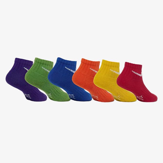 Nike Dri-Fit Cushioned Mid Training Quarter Ankle Socks (6 Pack) Rainbow (Little Kids) [RN0018-E69] Casual Fashion Cozy for Unisex GS Youth Toddler Infant Hypebeast - AVBL MRKT (2)
